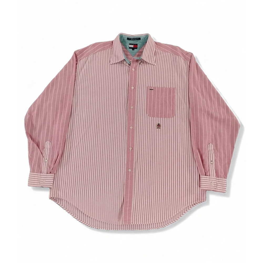 Tommy Hilfiger Long Sleeve Cotton Button Down Shirt Large Preppy Minimalist